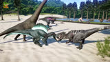 侏罗纪世界动画：暴龙，异特龙，绿棘努布拉岛战斗