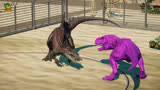 侏罗纪世界动画：红色霸王龙与棘龙侏罗纪公园之战