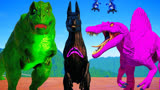 侏罗纪世界动画：雷克斯暴龙Vs棘龙，霸王龙,暴虐霸王龙大战