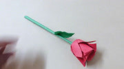 手把手教你折漂亮玫瑰花，七夕节刚好用得上，手工折纸视频