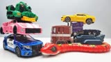 现实生活中狩猎变形金刚 定格警车追逐机器人卡车玩具 玩具蛇