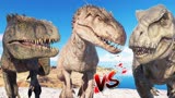 侏罗纪世界动画：霸王龙vs暴虐霸王龙vs巨兽龙恐龙大战