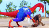 侏罗纪世界动画：蜘蛛侠剑锋龙vs霸王龙vs棘龙vs雷克斯vs食肉龙