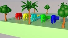 大象洗澡变颜色学习颜色早教MG动画