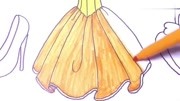 儿童简笔画:画美丽的公主礼服在涂上彩虹颜色