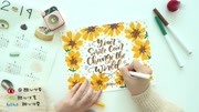 【brush lettering】英文花体字向日葵背景视频教程 | 绘儿乐细杆 | 甜心手写vlog生活完整版视频在线观看爱奇艺