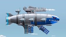 坦克世界动画：火箭赛车坦克VS鲨鱼飞艇