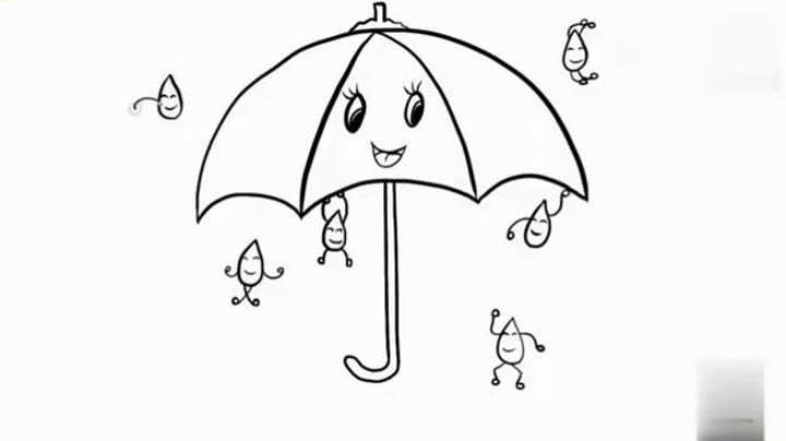   简笔画:下雨了,快点撑起小雨伞