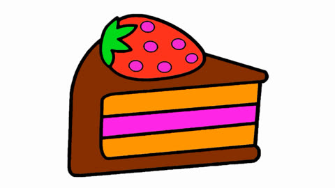 [少儿]五颜六色又好吃的草莓巧克力蛋糕,蛋糕简笔画教学,儿童简笔画
