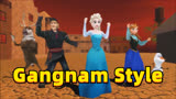 冰雪奇缘MMD：艾莎、安娜、雪宝等的《gangnam style》