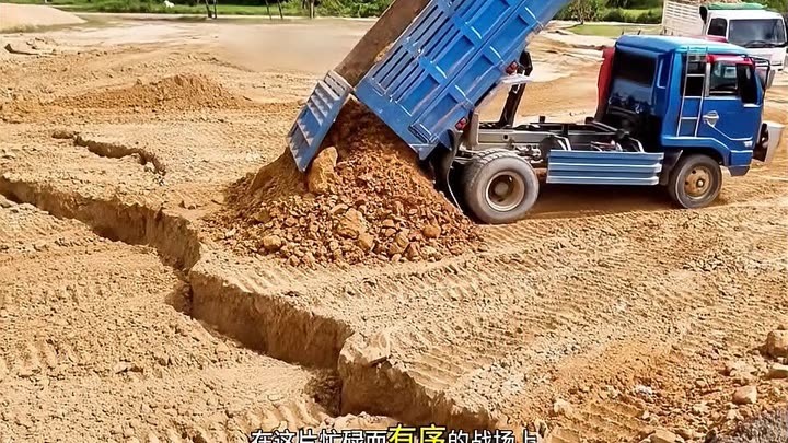 土石方工程中，小推土机和小卡车共同配合填下去！ (2024) Full