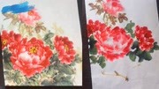 国画牡丹花画法赏析:牡丹叶子及枝干,还有花头修饰步骤效果展示知识名师课堂爱奇艺