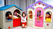 韩国小萝莉宝蓝和爸爸一起玩建造房子游戏，亲子互动好玩又有趣！