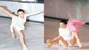 张柏芝表演花式溜冰，不料摔倒露出裙底走光，网友：姿势太尴尬了