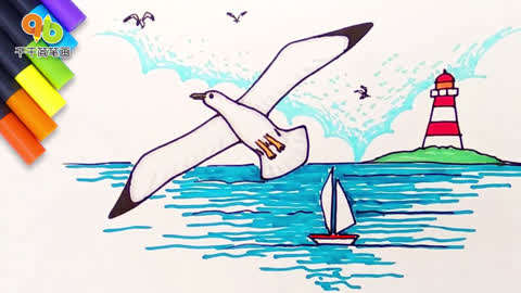 飞翔的海鸥简笔画画图片