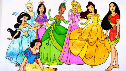 儿童益智绘画  :漂亮的迪士尼公主们
