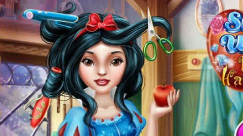 白雪公主 吃皇后的毒苹果 游戏  :白雪公主 生气剪头发 游戏