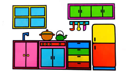 儿童益智绘画 教儿童绘画彩色厨房