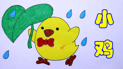 雨中护鸡图简笔画图片