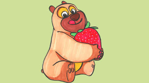 红色的熊简笔画图片