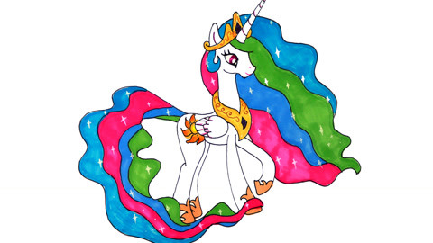 卡通简笔画大全  :小马宝莉管着魔法王国小玛利亚漂亮的宇宙公主