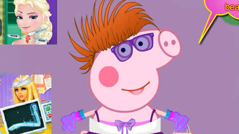 小猪佩奇粉红小猪系列小游戏  :小猪佩奇小猪发型游戏