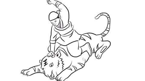 小林简笔画:武松打虎简笔画