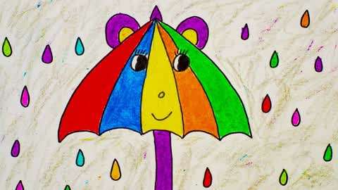 1～7岁儿童画 小伞图片