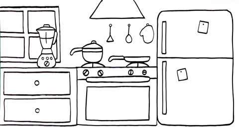 小神笔绘画屋  :简笔绘制豪华的厨房
