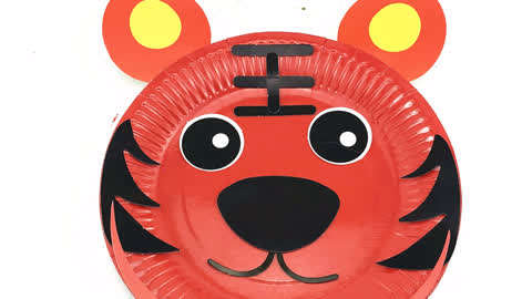 动物园开课啦  :红色大老虎来啦!有趣好玩的纸盘贴纸游戏