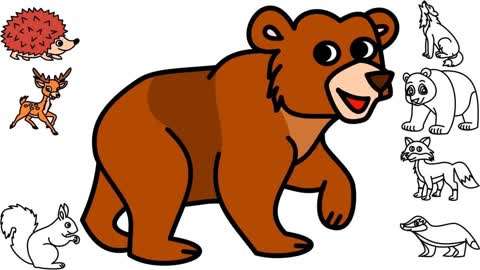 简笔画识颜色 :  第41集 憨态可掬的棕熊