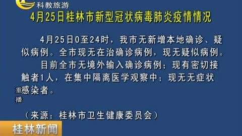 桂林新聞 : 4月25日桂林市新型冠狀病毒肺炎疫情情況