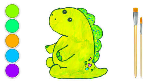 鼠宝简笔画 :  第86集 绿色小恐龙简笔画