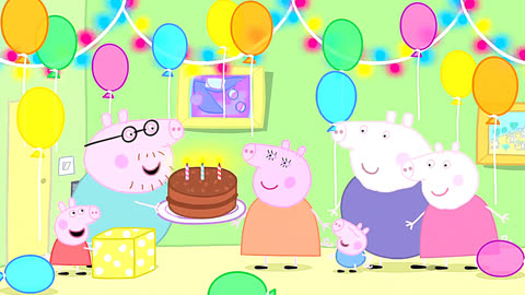 小猪佩奇给猪妈妈过生日,佩奇与猪爸爸,乔治一起做生日蛋糕
