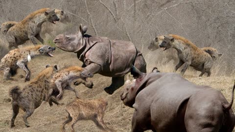 犀牛vs鬣狗图片
