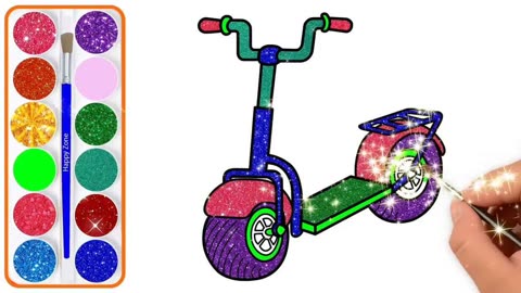 儿童趣味绘画玩具, 婴儿着色,绘画和颜色电动自行车