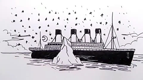 简笔画泰坦尼克号图片