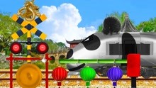 铁道口动画：中国铁路道口熊猫列车，一入境就很吸引人的目光！