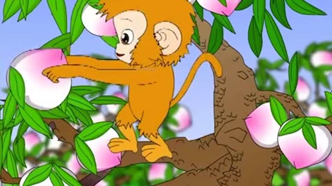 小猴子和大象摘桃子图片
