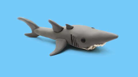 粘土手工简单鲨鱼图片