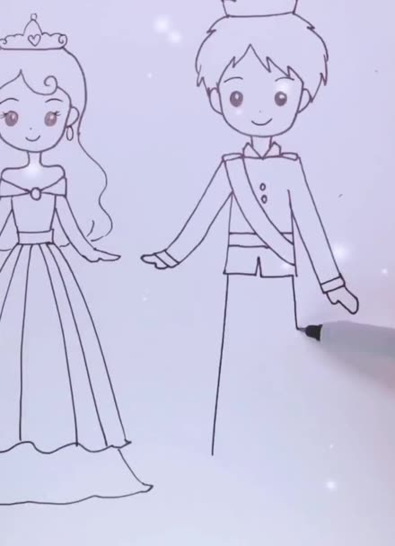 简笔画卡通 王子与公主