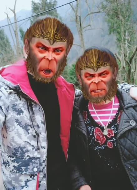和妈妈一起拍了个猴子,妈妈不会#全民猴哥#抖音小助手