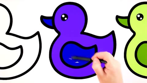 少儿色彩绘画启蒙,给10个玩具鸭涂上不同的颜色