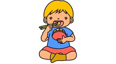 宝宝吃饭简笔画 彩色图片