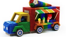 用磁铁球给PJ面具娃制作一辆冰淇淋贩卖车！
