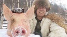 零下30多度了，雪地里杀猪，柴火铁锅烀猪头，大口吃肉，真过瘾