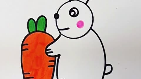喜欢吃胡萝卜的小白兔,你们会画吗?