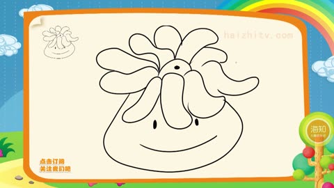 简笔画动物教程,如何画简单卡通海葵,海知简笔画大全