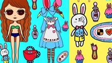 兔子娃娃纸娃娃打扮-纸娃娃爱丽丝梦游仙境-手工制作