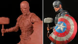 拿雷神之锤的美国队长 复仇者联盟  雕刻 手办  模型